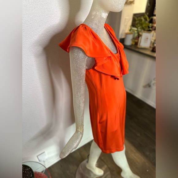 Jay Godfrey Orange Sleeveless Ruffle Collar Mini Dress. New With Tags! Size 4 - Picture 6 of 14